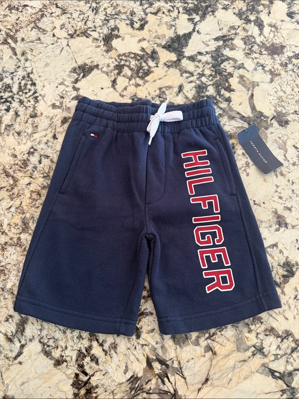 Tommy Hilfiger Kids Navy Logo Sweat Shorts- Brand New With Tags - Picture 1 of 5